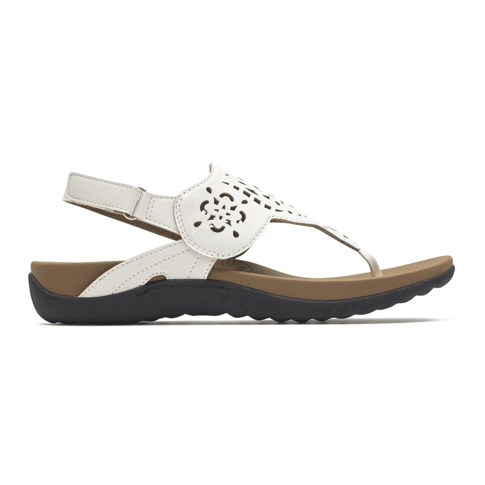 Rockport Ridge Circle Cutout Thong - Womens Sandals - White - NZ (TQU-574819)